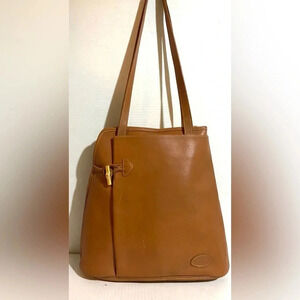 Longchamp brown leather shoulder handbag